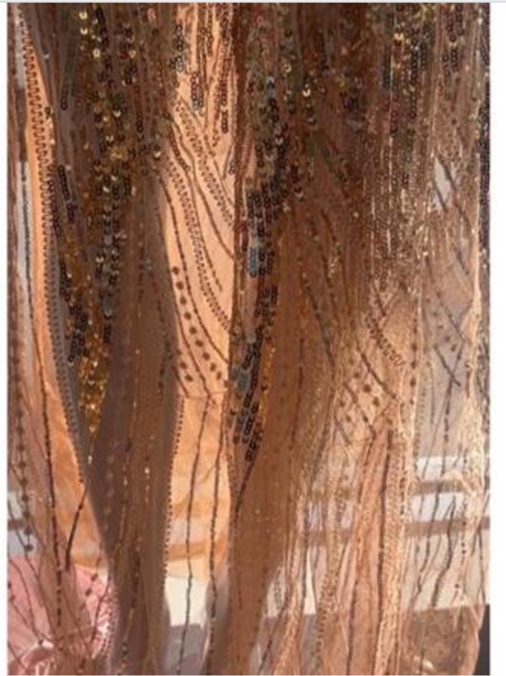 Embellished Gold Greek CleopatraFuturistic Goddess Sequin Dress, Whimsical, - Picture 9 of 9